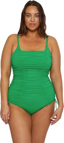 BECCA ETC. Women's Color Code Plus Size Shirred One Piece Swimsuit, Adjustable, Bathing Suits in Saudi Arabia
