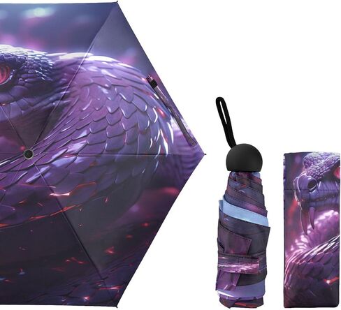 Purple Cool Snake Small Lightweight Umbrella Windproof Folding Compact Umbrells for Boys Girls in Saudi Arabia