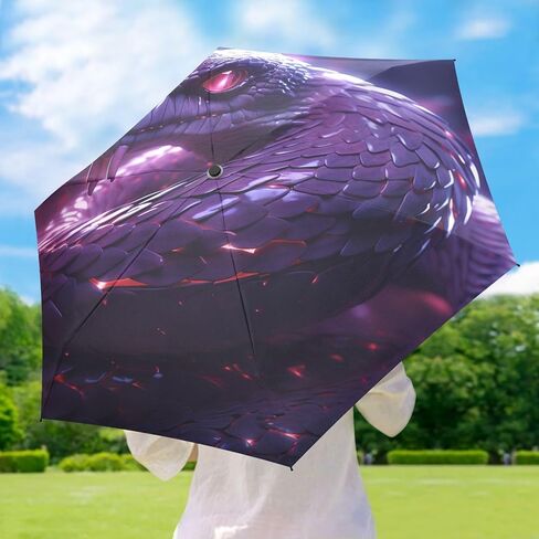 Purple Cool Snake Small Lightweight Umbrella Windproof Folding Compact Umbrells for Boys Girls in Saudi Arabia