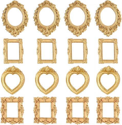 12Pcs Mini Gold Picture Frames, Antique Small Resin Frames for Jewelry Display, Tiny Frames for DIY Photo Crafts Holiday Party Wedding Decor in Kuwait