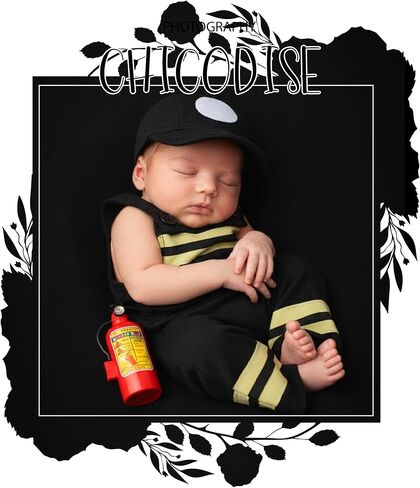 دعائم تصوير لحديثي الولادة | زي رجل إطفاء حديثي الولادة - زي التقاط الصور للأطفال مع قبعة ودعامة طفاية حريق in Kuwait