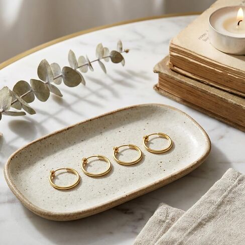 Gold Clip On Hoop Earrings for Women, Classic Chunky Hoops Gold-Tone Brass Spring Hoops for Non Pierced Minimalistic Clip Earrings in Saudi Arabia
