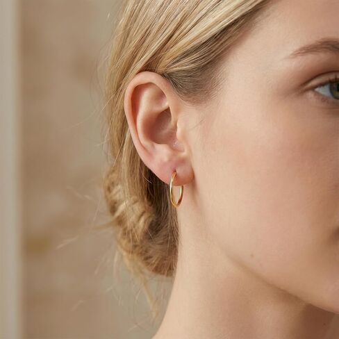 Gold Clip On Hoop Earrings for Women, Classic Chunky Hoops Gold-Tone Brass Spring Hoops for Non Pierced Minimalistic Clip Earrings in Saudi Arabia