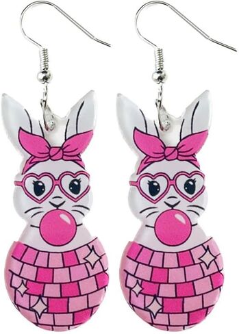 Cute Acrylic Easter Rabbit Clip on Earrings Colorful Holiday Easter Bunny Non Pierced Earrings for Women Jewelry Gift in Saudi Arabia