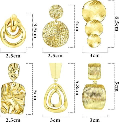Clip on Earrings for Women Large Silver Clip On Earrings Set Geometric Leaf Round Dangle Earrings Jewelry 6 pairs in Saudi Arabia