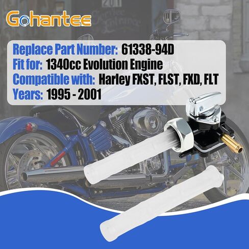 Motorcycle Fuel Petcock with Male Thread, Petcock Valve Switch Gas Fuel Shut Off Valve, 61338-94D for Harley FXST FLST FXD FLT 1995-2001 for 1340cc in Saudi Arabia