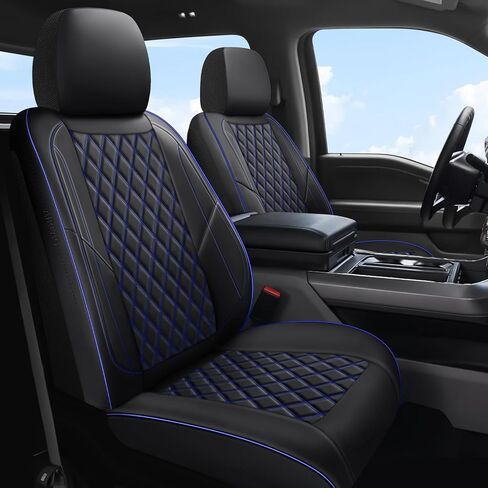 أغطية مقاعد F150 زوج أمامي، غطاء مقعد شاحنة Ford F150 مخصص مناسب لـ 2015-2025 F150 و2017-2025 F250 F350 F450 Super Duty Crew Cab XL XLT Lariat King Ranch Platinum (رمادي، زوج أمامي (مقعدان)) in Kuwait