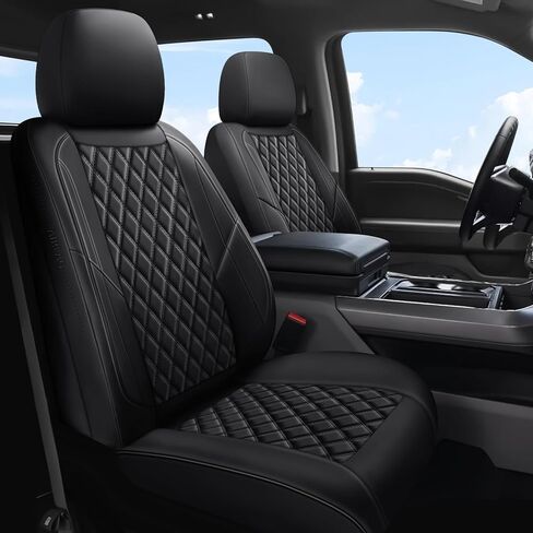 أغطية مقاعد F150 زوج أمامي، غطاء مقعد شاحنة Ford F150 مخصص مناسب لـ 2015-2025 F150 و2017-2025 F250 F350 F450 Super Duty Crew Cab XL XLT Lariat King Ranch Platinum (رمادي، زوج أمامي (مقعدان)) in Kuwait