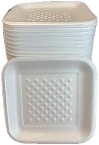 Crafts Foam Trays, White Foam Meat Tray Paint and Ink Mixing Trays Food Tray School Printmaking Trays for DIY Crafts 5 1/4" x 5 1/4" x 1/2" Inches (10) in Saudi Arabia