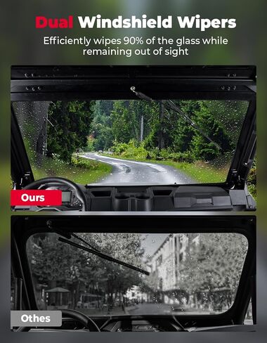 الزجاج الأمامي المقاوم للخدش من KEMIMOTO UTV مع مساحات يدوية متوافقة مع Polaris Ranger 1000/CREW 1000/XP 1000/Crew XP 1000 /900/ XP 900/Crew XP 900، الزجاج الأمامي المعتمد من وزارة النقل in Saudi Arabia