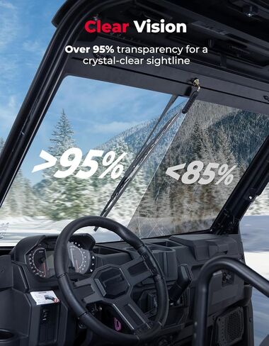 الزجاج الأمامي المقاوم للخدش من KEMIMOTO UTV مع مساحات يدوية متوافقة مع Polaris Ranger 1000/CREW 1000/XP 1000/Crew XP 1000 /900/ XP 900/Crew XP 900، الزجاج الأمامي المعتمد من وزارة النقل in Saudi Arabia