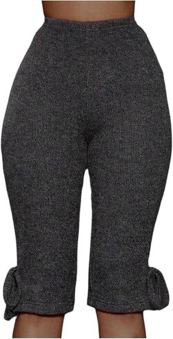 Floerns Women's Knot Side Skinny Capri Leggings Summer Low Rise Knit Night Out Cropped Pants in Kuwait