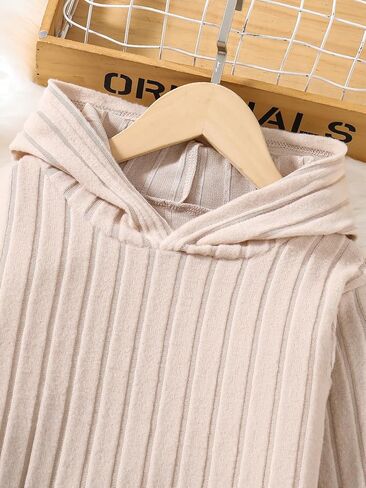 Kid Girls Clothes Set Ribbed Knit Long Sleeve Hoodie Sweatsuit and Flare Pants Set Fall Outfits for 8-12Y in Kuwait