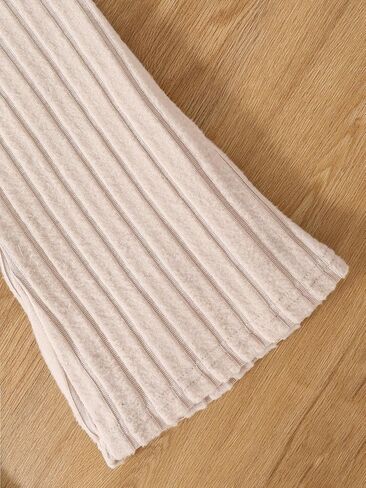 Kid Girls Clothes Set Ribbed Knit Long Sleeve Hoodie Sweatsuit and Flare Pants Set Fall Outfits for 8-12Y in Kuwait