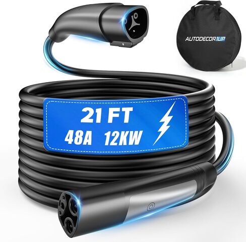 21ft 48A لكابل تمديد شاحن Tesla - سلك تمديد NACS EV عالي التحمل مطلي بالفضة ومعتمد من UL متوافق مع موصل Tesla المحمول وشاحن الحائط، موديل 3/Y/S/X/Cybertruck in Kuwait