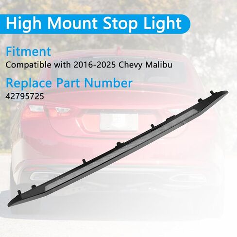 42795725 مصباح توقف LED عالي التثبيت، متوافق مع Chevy Malibu 2016-2025 ضوء الفرامل الثالث الخلفي مركز إيقاف الضوء مجموعة المصباح يستبدل # 42795725 in Kuwait