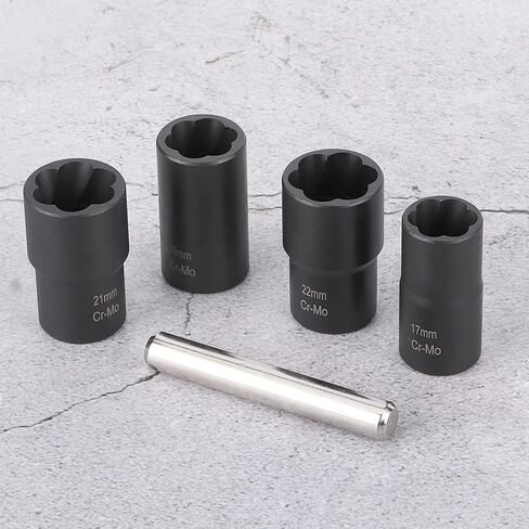 مجموعة مستخرج صواميل العروة من أماكو: مزيل قفل الصواميل التالفة، بحجم محرك 1/2 بوصة، لصواميل العروة العنيدة، قوي ومتين، 5 قطع in Kuwait