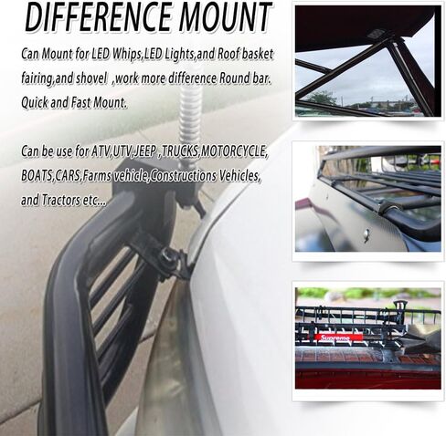 0.875 بوصة مشابك قضيب الثور، دعامة تثبيت على شريط الضوء LED، مجموعة تثبيت مشبك شريط أفقي LED للطرق الوعرة لتركيب أنبوب 7/8 بوصة (عبوة من 4) (مجموعة تثبيت المشبك 0.875 بوصة) in Kuwait