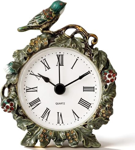 Kenning Vintage Mini Table Clock, 3.5 Inch Decorative Metal Silent Non Ticking Analog Quartz Battery Operated Table Top Clock for Living Room Bedroom Bedside Desk Decor(Bird) in Saudi Arabia