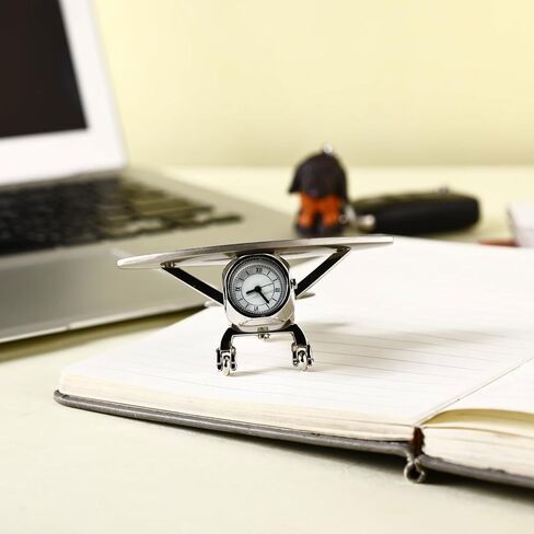 ساعة طاولة مصغرة على شكل طائرة مثيرة مع عجلات دوارة، ساعة مكتب أنيقة ووزن الورق، تعديل يدوي، استبدال البطارية بسهولة، للطلاب، الأخ، الأب، هدايا ديوالي in Kuwait