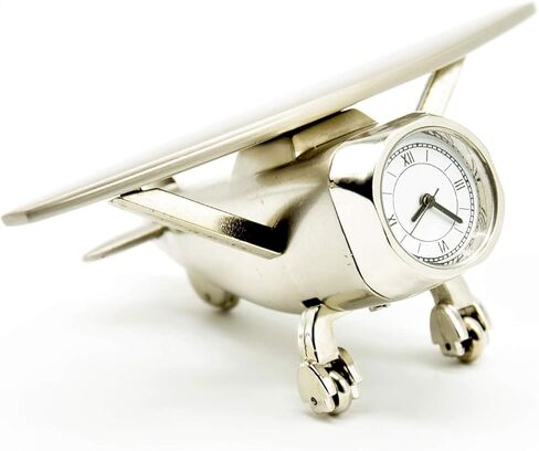 ساعة طاولة مصغرة على شكل طائرة مثيرة مع عجلات دوارة، ساعة مكتب أنيقة ووزن الورق، تعديل يدوي، استبدال البطارية بسهولة، للطلاب، الأخ، الأب، هدايا ديوالي in Kuwait