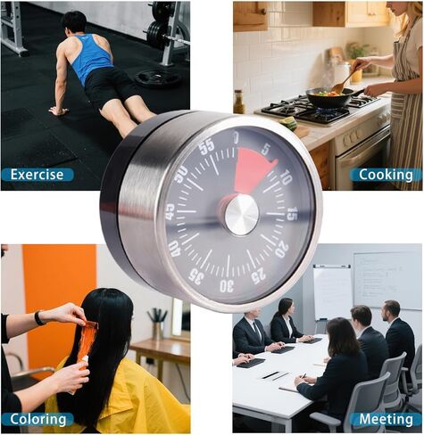 Timer - 60-Min Classroom & Kitchen Countdown Clock, Magnetic Backing, No Batteries in Saudi Arabia
