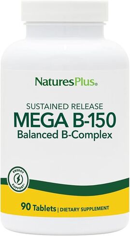 Natures Plus Mega B-150 (90 Tablets, Pack of 2) - Balanced B-Complex - Sustained Release Formula - Vegetarian, Gluten Free - 180 Total Servings in Saudi Arabia
