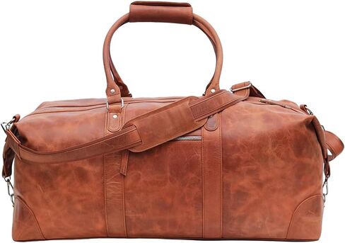 Brown Leather Duffle Bags for Men & Women 24" Full Grain Overnight Weekend Sports Gym Leather Duffel Bag for Men Gifts in Saudi Arabia