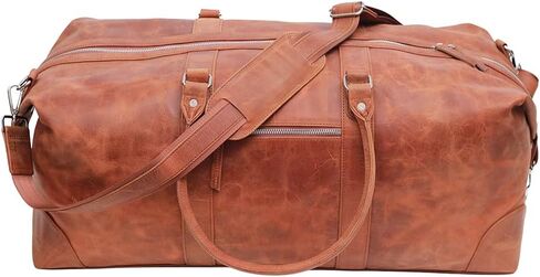 Brown Leather Duffle Bags for Men & Women 24" Full Grain Overnight Weekend Sports Gym Leather Duffel Bag for Men Gifts in Saudi Arabia