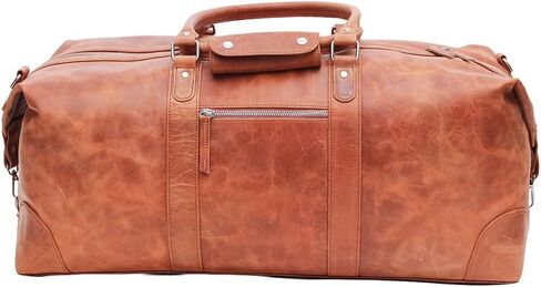 Brown Leather Duffle Bags for Men & Women 24" Full Grain Overnight Weekend Sports Gym Leather Duffel Bag for Men Gifts in Saudi Arabia