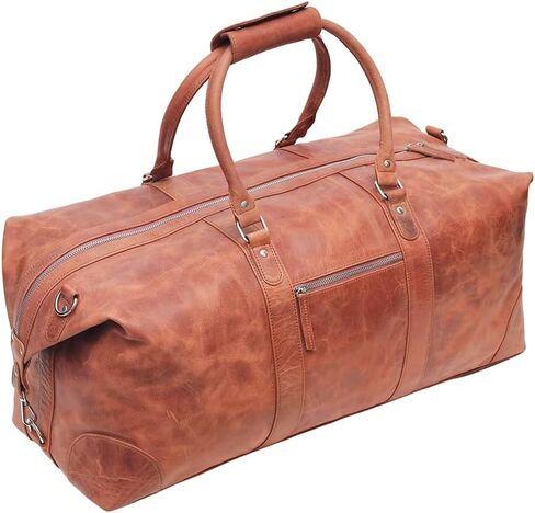 Brown Leather Duffle Bags for Men & Women 24" Full Grain Overnight Weekend Sports Gym Leather Duffel Bag for Men Gifts in Saudi Arabia