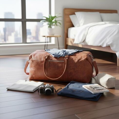 Brown Leather Duffle Bags for Men & Women 24" Full Grain Overnight Weekend Sports Gym Leather Duffel Bag for Men Gifts in Saudi Arabia