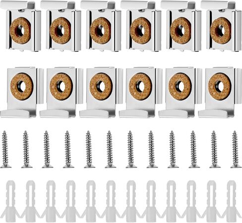 Mirror Holder Clips Kit Mirror Clips for Frameless Mirror Spring Loaded Mirror Hanger Clips Mirror Mounting Clips Mirror Wall Clips with Hollow Wall Anchors and Screws Tools (3 Sets) in Kuwait