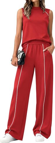 BTFBM Two Piece Sets for Women Summer Outfits 2026 Lounge Sets Mock Neck Tops Wide Leg Pants Travel Fashion Clothing in Saudi Arabia