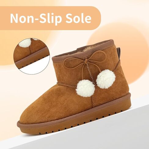 Kid's Snow Boots for Girls Boys, Suede Warm Lightweight Comfy Mid Calf Boot Lined Fuzzy Child Lolly Winter Shoes for Little Kid/Big Kid in Saudi Arabia