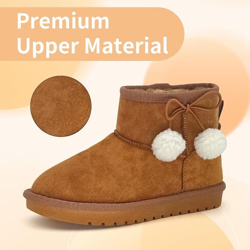 Kid's Snow Boots for Girls Boys, Suede Warm Lightweight Comfy Mid Calf Boot Lined Fuzzy Child Lolly Winter Shoes for Little Kid/Big Kid in Saudi Arabia