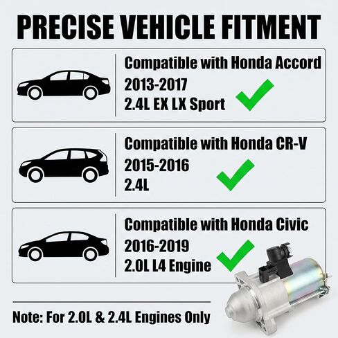 10914 محرك تشغيل متوافق مع 2013-2017 Honda Accord 2.4L EX LX Sport، 2015 2016 CRV 2.4L، 2016-2019 Civic 2.0L L4 Engine OE# 31200-5A2-A51 31200-5A2-A52 SM74009 SM74027 in Kuwait