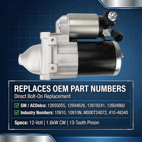 محرك بداية 10910 متوافق مع 14-18 تشيفي سيلفرادو 1500 سوبربان تاهو، كاديلاك إسكاليد 6.2 لتر 2015-2016، جي إم سي سييرا 1500 V6 V8 4.3 5.3L 6.2L، 2015-2016 جي إم سي يوكون، 12655055 M000T24072 in Kuwait