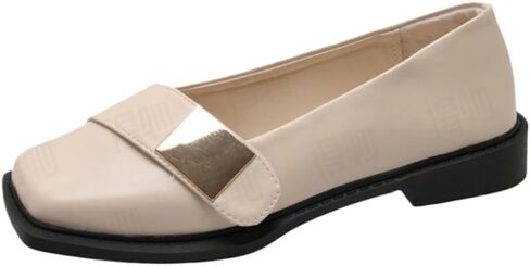 Retro Square-Toe Soft-Soled Comfortable Ladies Loafers. Lightweight, Durable, Anti-Slip. Casual wear, Suitable for Commuting, Outdoor Activities and Office use. in Saudi Arabia