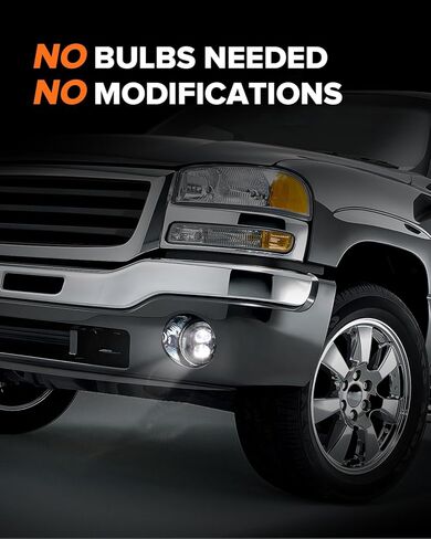 إصدار جديد من مجموعة مصابيح الضباب LED متوافقة مع 2003-2006 GMC Sierra 1500/2500/3500 & 2007 Sierra Classic Models OEM بديل مباشر لمصابيح الضباب المستديرة مصابيح القيادة الممتصة للصدمات باللون الأسود زوج واحد in Kuwait