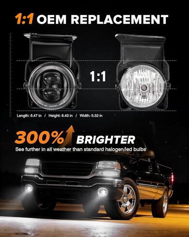 إصدار جديد من مجموعة مصابيح الضباب LED متوافقة مع 2003-2006 GMC Sierra 1500/2500/3500 & 2007 Sierra Classic Models OEM بديل مباشر لمصابيح الضباب المستديرة مصابيح القيادة الممتصة للصدمات باللون الأسود زوج واحد in Kuwait