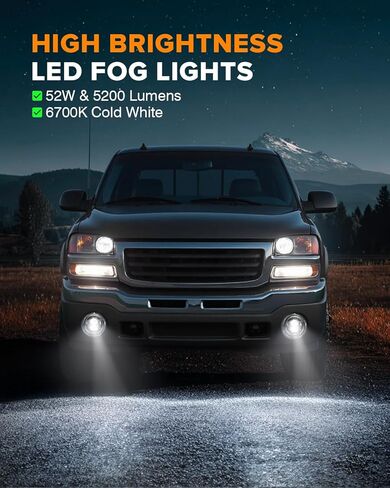 إصدار جديد من مجموعة مصابيح الضباب LED متوافقة مع 2003-2006 GMC Sierra 1500/2500/3500 & 2007 Sierra Classic Models OEM بديل مباشر لمصابيح الضباب المستديرة مصابيح القيادة الممتصة للصدمات باللون الأسود زوج واحد in Kuwait