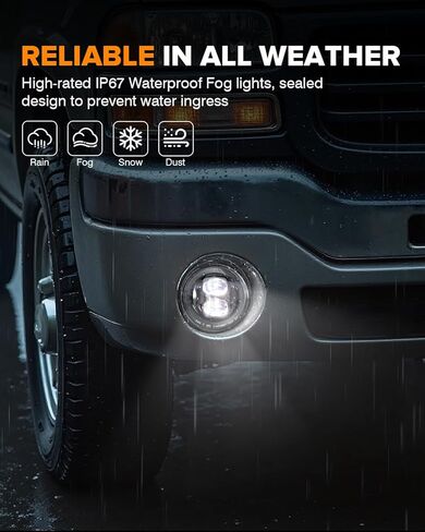 إصدار جديد من مجموعة مصابيح الضباب LED متوافقة مع 2003-2006 GMC Sierra 1500/2500/3500 & 2007 Sierra Classic Models OEM بديل مباشر لمصابيح الضباب المستديرة مصابيح القيادة الممتصة للصدمات باللون الأسود زوج واحد in Kuwait