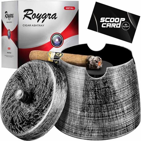 roygra منفضة سجائر سيجار كبيرة في الهواء الطلق، صينية رماد مع غطاء، منفضة سجائر للفناء الخارجي، منافض سجائر سيجار في الهواء الطلق مع 4 حامل، ملحقات تدخين السيجار، ديكور منزلي بدون دخان، منافض سجائر للمدخنين في الداخل in Kuwait