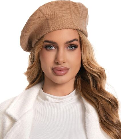 قبعة بيريه كشمير نسائية فاخرة - 80% كشمير 20% صوف، قبعة صغيرة أنيقة مضلعة ومتماسكة للنساء in Kuwait