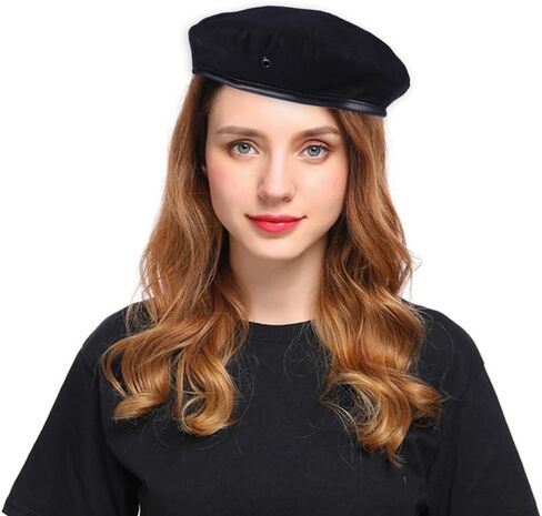 VALICLUD Women Military Style Woolen Beret Dance Hat with Adjustable Cord Breathable Stage Performance Cap Black in Saudi Arabia