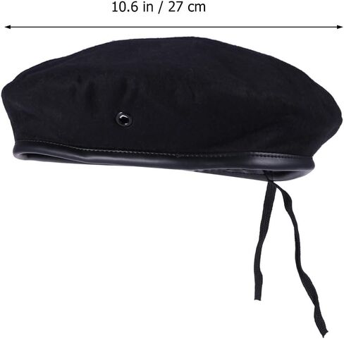 VALICLUD Women Military Style Woolen Beret Dance Hat with Adjustable Cord Breathable Stage Performance Cap Black in Saudi Arabia