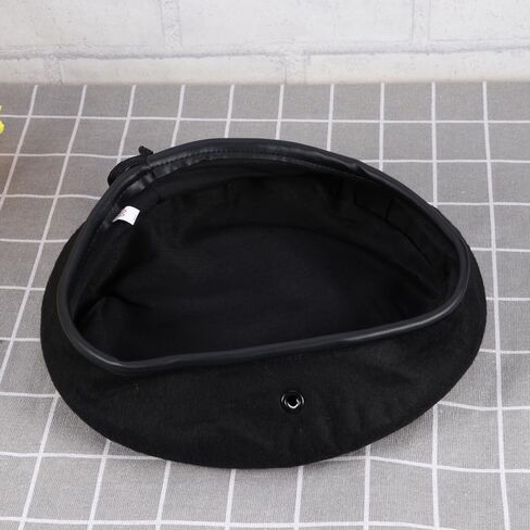 VALICLUD Women Military Style Woolen Beret Dance Hat with Adjustable Cord Breathable Stage Performance Cap Black in Saudi Arabia