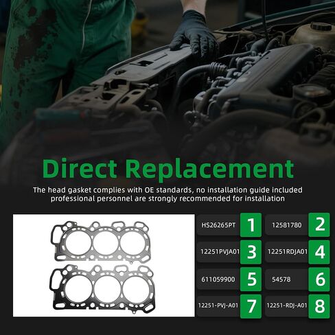 Engine Cylinder Head Gasket, for Honda Odyssey Pilot 2005-2010, for Acura Mdx TL RL 2003-2008, 3.2L/3.5L V6 SOHC, HS26265PT, 12581780, 12251PVJA01, 12251RDJA01 in Saudi Arabia