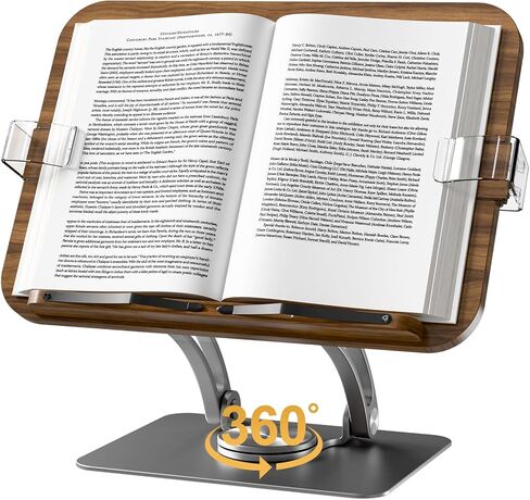 حوامل كتب للقراءة، حامل كتب قابل للتعديل مع قاعدة معدنية دوارة 360 درجة، حامل كتب الطبخ قابل للطي، قراءة بدون استخدام اليدين مع مشابك صفحات قابلة للتوسيع من ABS للوصفات والكتب المدرسية والكمبيوتر المحمول in Saudi Arabia